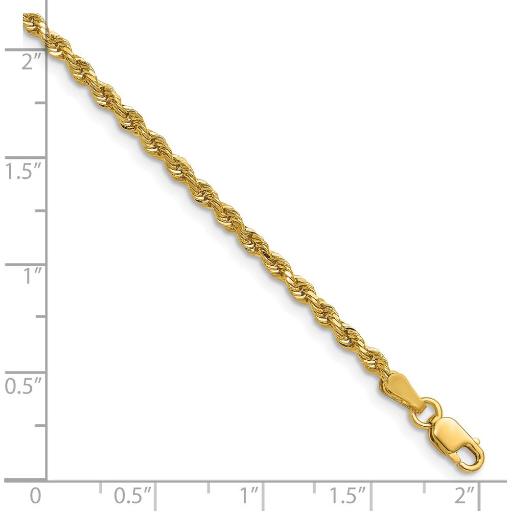 14K Yellow Gold 26" Diamond-Cut Rope Chain Necklace with Lobster Clasp - 2.25mm Solid Hand Made Design