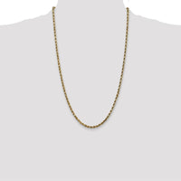 14K Yellow Gold 26" Diamond-Cut Rope Chain Necklace with Lobster Clasp - 3.5mm Solid Design