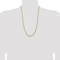 14K Yellow Gold 26" Diamond-Cut Rope Chain Necklace with Lobster Clasp - 3.75mm Solid Design