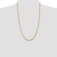 14K Yellow Gold 26" Diamond-Cut Rope Chain Necklace with Lobster Clasp - 3mm Width
