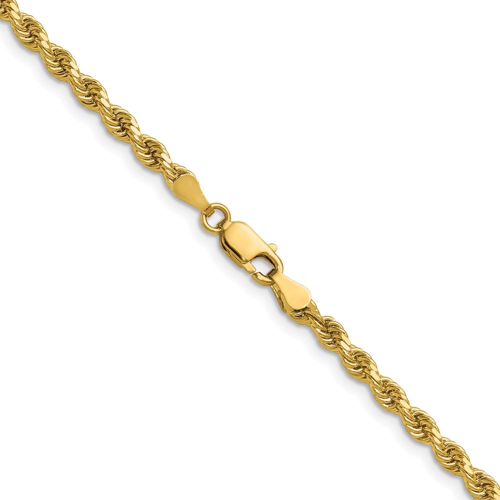 14K Yellow Gold 26" Diamond-Cut Rope Chain Necklace with Secure Lobster Clasp - 3.25mm Solid, Polished Finish