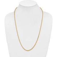 14K Yellow Gold 26" Diamond-Cut Rope Chain Necklace with Secure Lobster Clasp - 3.25mm Solid, Polished Finish