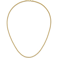 14K Yellow Gold 26" Diamond-Cut Rope Chain Necklace with Secure Lobster Clasp - 3.25mm Solid, Polished Finish