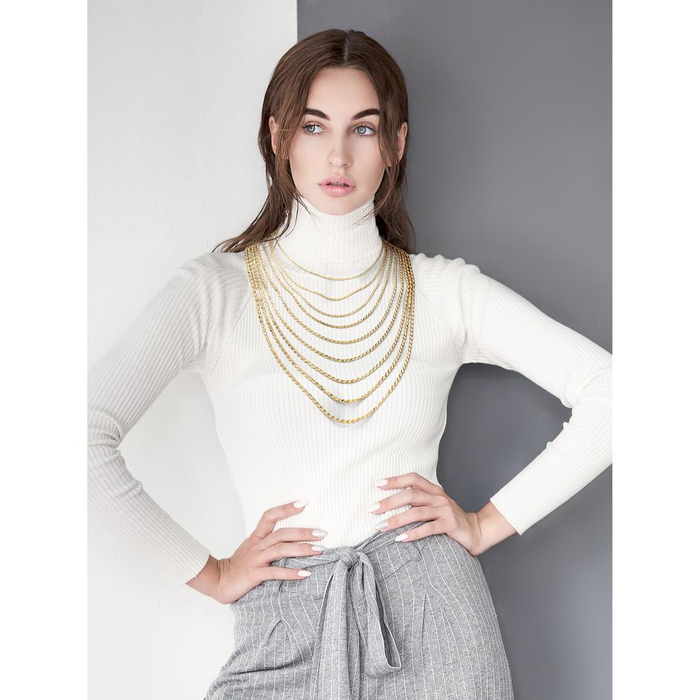 14K Yellow Gold 26" Diamond-Cut Rope Chain Necklace with Secure Lobster Clasp - 3.25mm Solid, Polished Finish