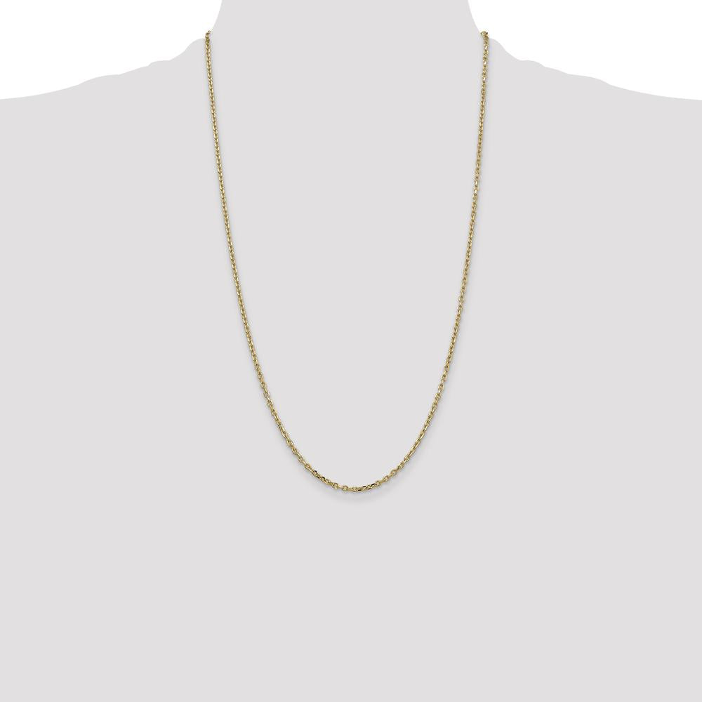 14K Yellow Gold 26" Diamond-Cut Round Cable Link Necklace - 2.2mm Width by Oro Pregiato