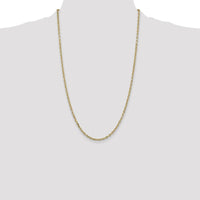 14K Yellow Gold 26" Diamond-Cut Round Open Link Cable Chain with Lobster Clasp - 3mm Width by Oro Pregiato
