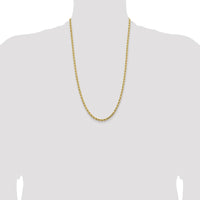 14K Yellow Gold 26" Diamond-Cut Solid Rope Chain Necklace with Lobster Clasp - 4.25mm