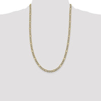 14K Yellow Gold 26" Figaro Chain with Rhodium Accents - 5.25mm Width by Oro Pregiato