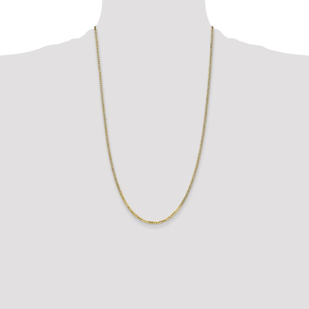 14K Yellow Gold 26" Flat Beveled Curb Chain with Lobster Clasp - 2.2mm Width by Oro Pregiato