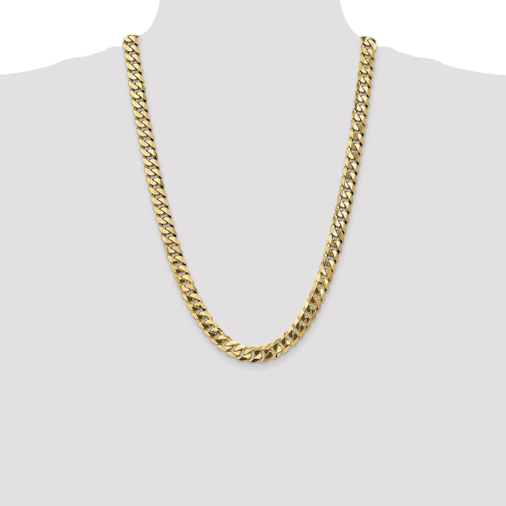 14K Yellow Gold 26" Flat Beveled Curb Chain with Lobster Clasp - 9.5mm Width by Oro Pregiato