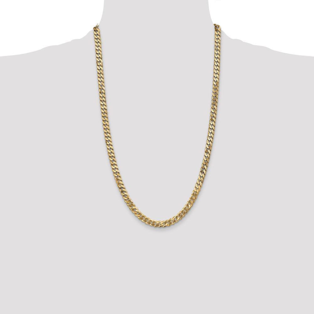 14K Yellow Gold 26" Flat Beveled Curb Chain with Lobster Clasp by Oro Pregiato