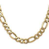 14K Yellow Gold 26" Flat Figaro Chain - 8.75mm Width with Lobster Clasp by Oro Pregiato