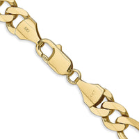 14K Yellow Gold 26" Flat Figaro Chain - 8.75mm Width with Lobster Clasp by Oro Pregiato