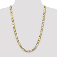 14K Yellow Gold 26" Flat Figaro Chain - 8.75mm Width with Lobster Clasp by Oro Pregiato