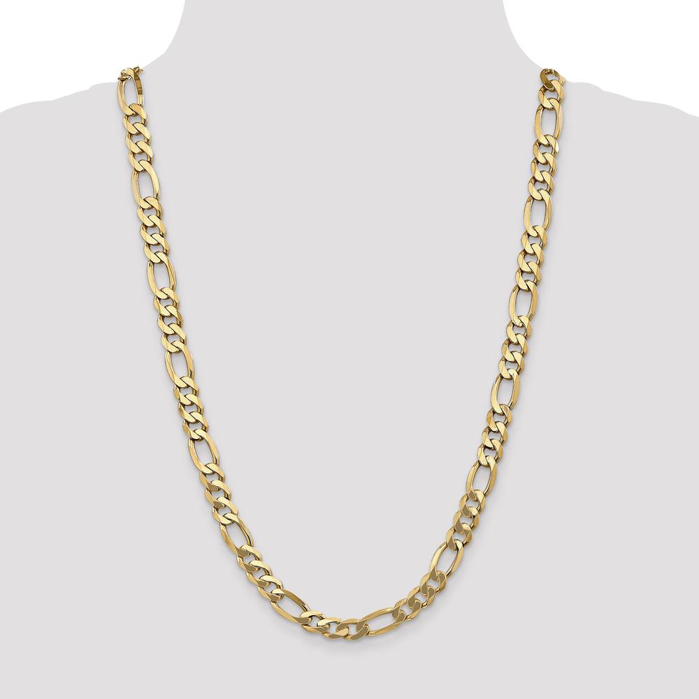 14K Yellow Gold 26" Flat Figaro Chain - 8.75mm Width with Lobster Clasp by Oro Pregiato