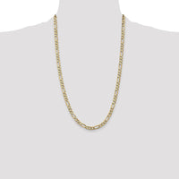 14K Yellow Gold 26" Flat Figaro Chain Necklace - 5.25mm Width by Oro Pregiato