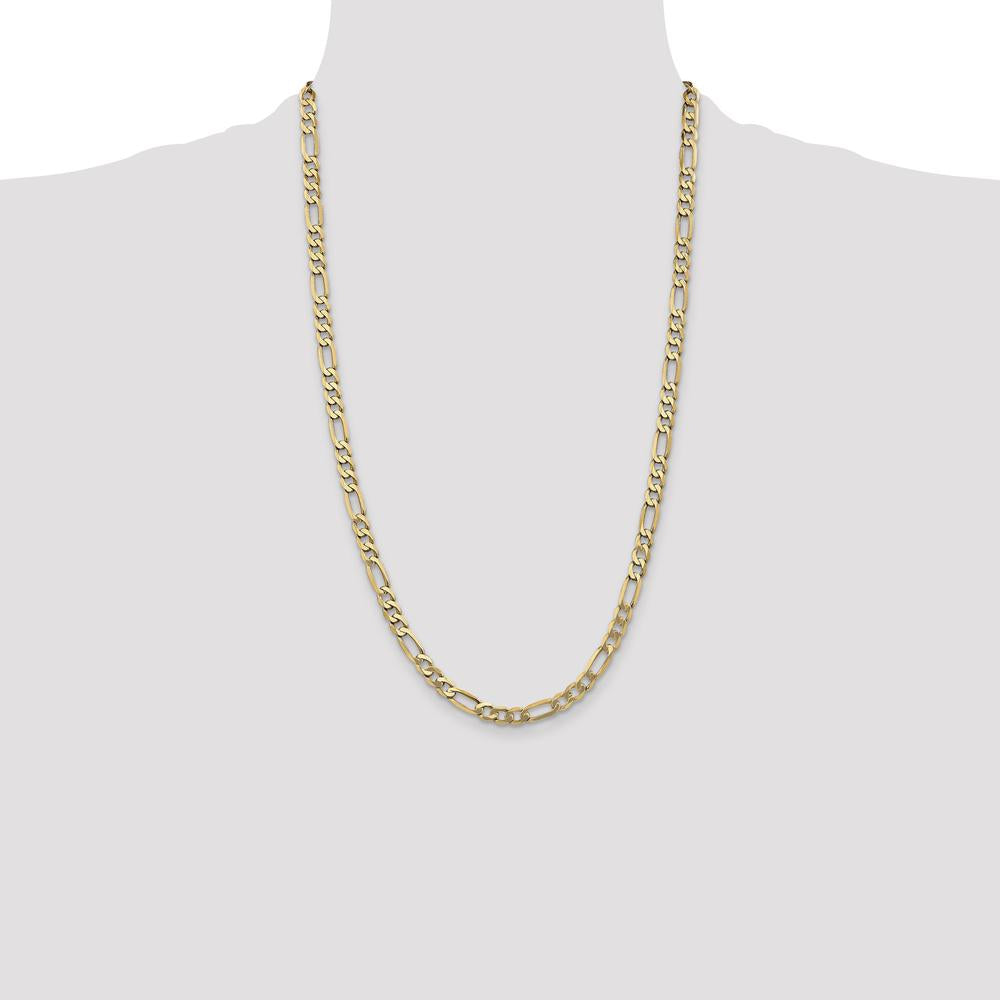 14K Yellow Gold 26" Flat Figaro Chain Necklace - 5.25mm Width by Oro Pregiato