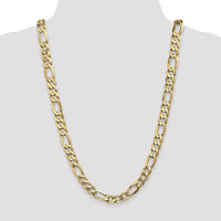 14K Yellow Gold 26" Flat Figaro Chain with Lobster Clasp - 10mm Width by Oro Pregiato