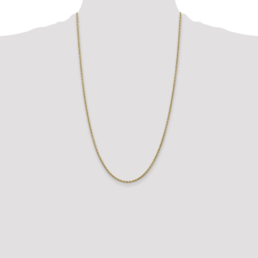 14K Yellow Gold 26" Forzantine Cable Chain Necklace - 2.2mm Width with Lobster Clasp by Oro Pregiato