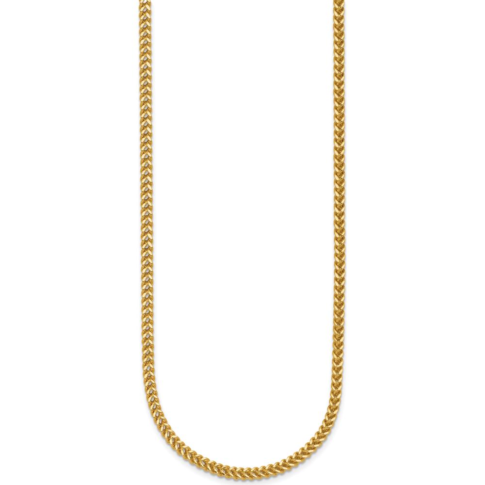 14K Yellow Gold 26" Franco Chain Necklace - 2.3mm Width by Oro Pregiato