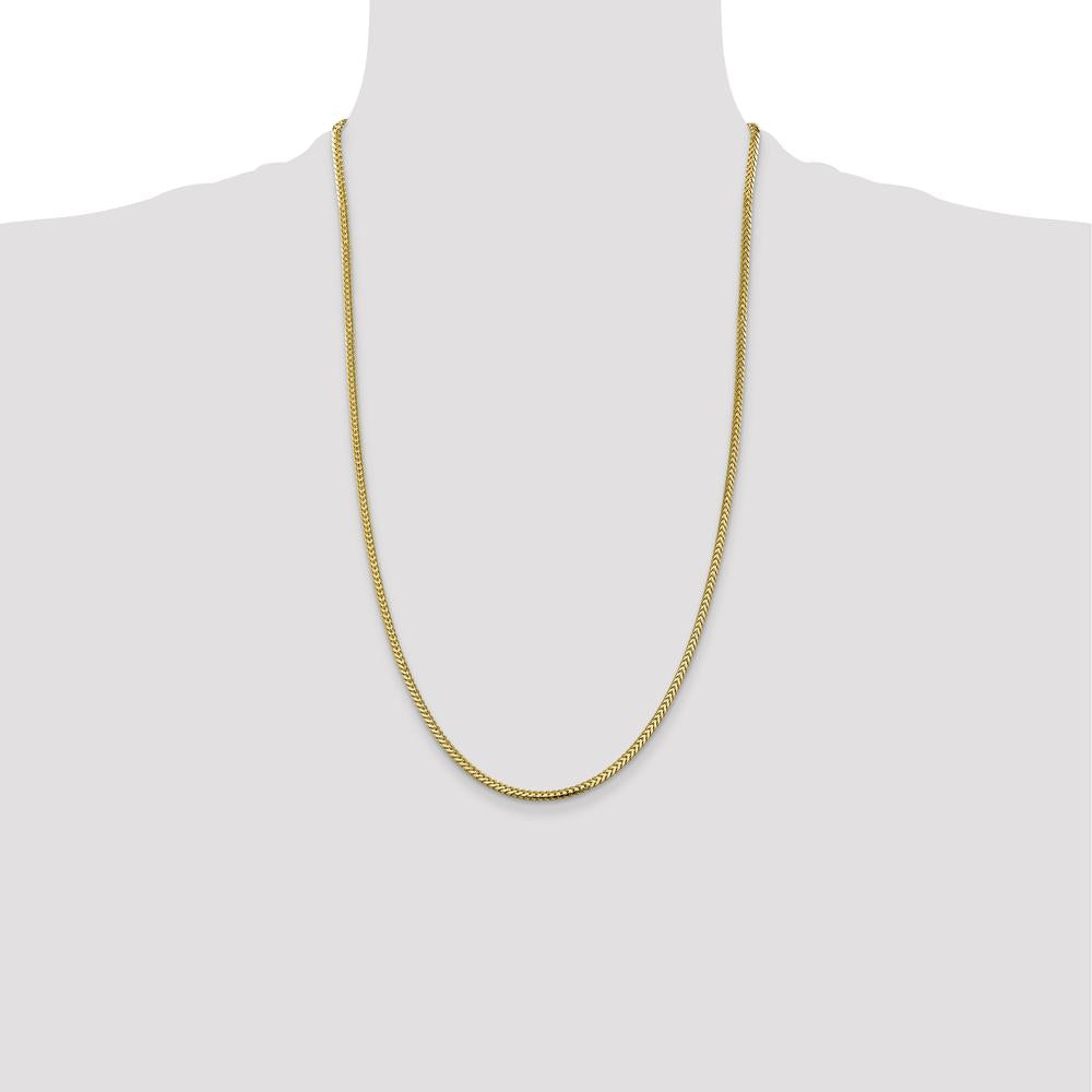 14K Yellow Gold 26" Franco Chain Necklace - 2.3mm Width by Oro Pregiato