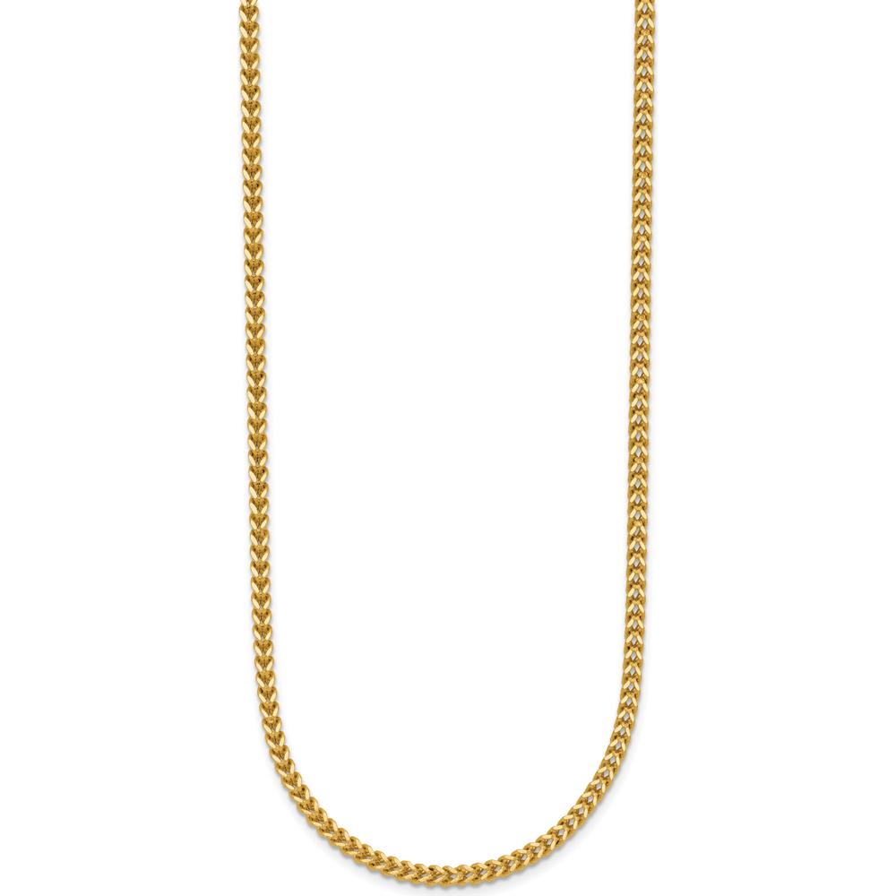 14K Yellow Gold 26" Franco Chain Necklace - 2mm Width with Lobster Clasp by Oro Pregiato