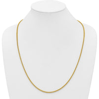 14K Yellow Gold 26" Franco Chain Necklace - 2mm Width with Lobster Clasp by Oro Pregiato