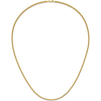 14K Yellow Gold 26" Franco Chain Necklace - 2mm Width with Lobster Clasp by Oro Pregiato