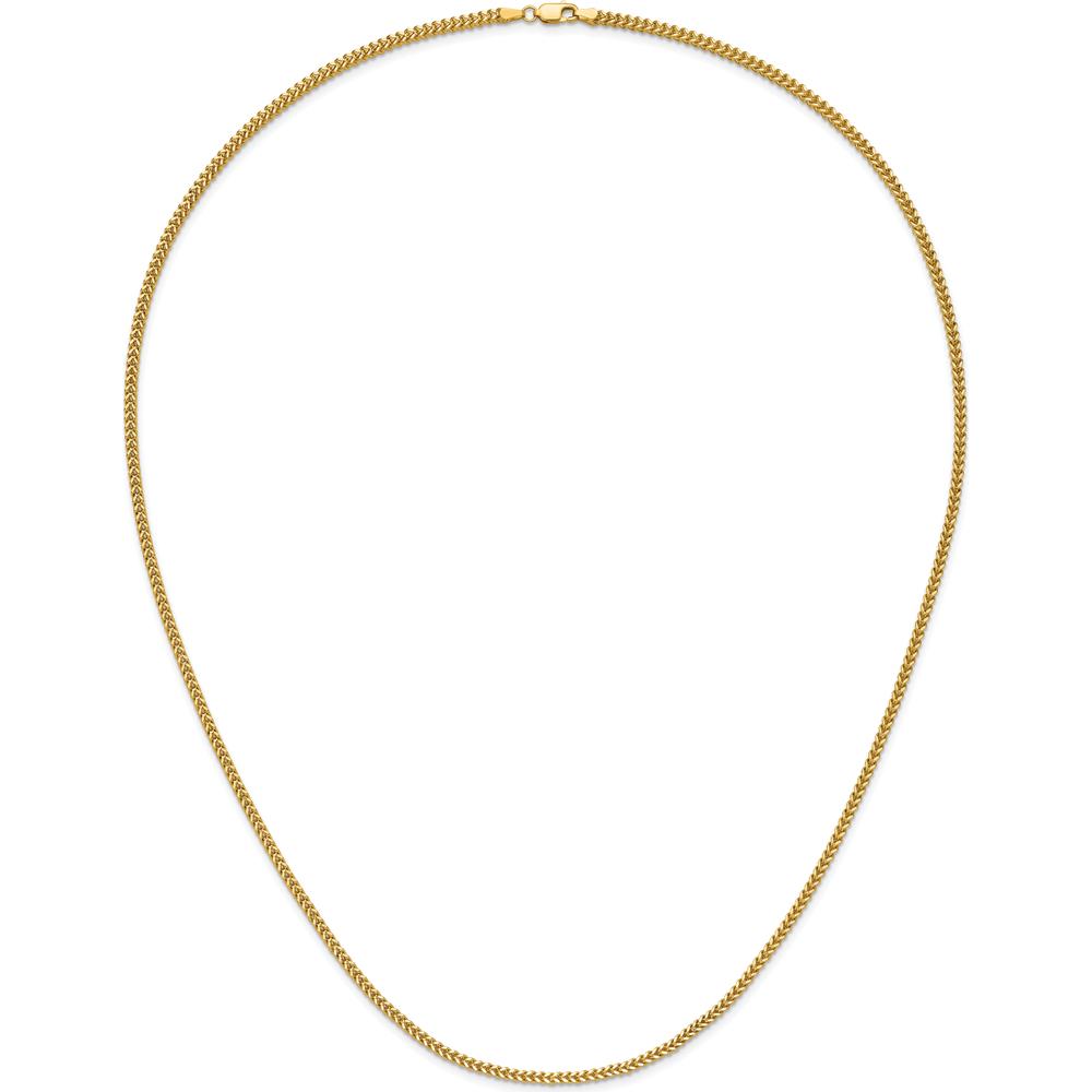 14K Yellow Gold 26" Franco Chain Necklace - 2mm Width with Lobster Clasp by Oro Pregiato