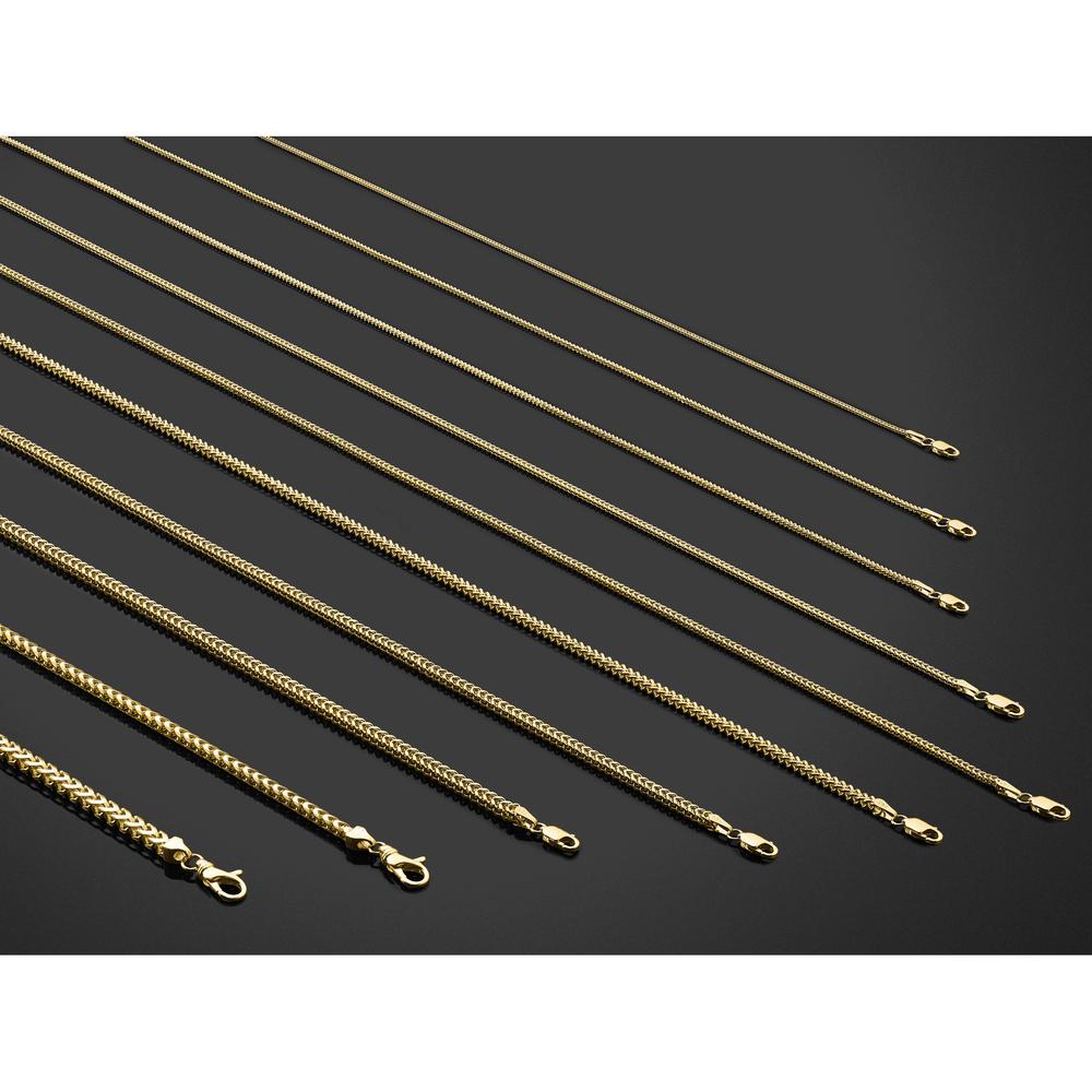 14K Yellow Gold 26" Franco Chain Necklace - 2mm Width with Lobster Clasp by Oro Pregiato