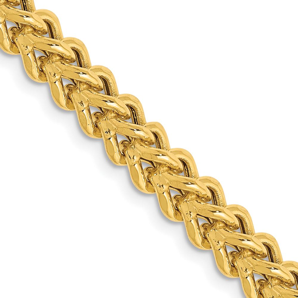 14K Yellow Gold 26" Franco Chain Necklace with Fancy Lobster Clasp - 4.5mm Width by Oro Pregiato