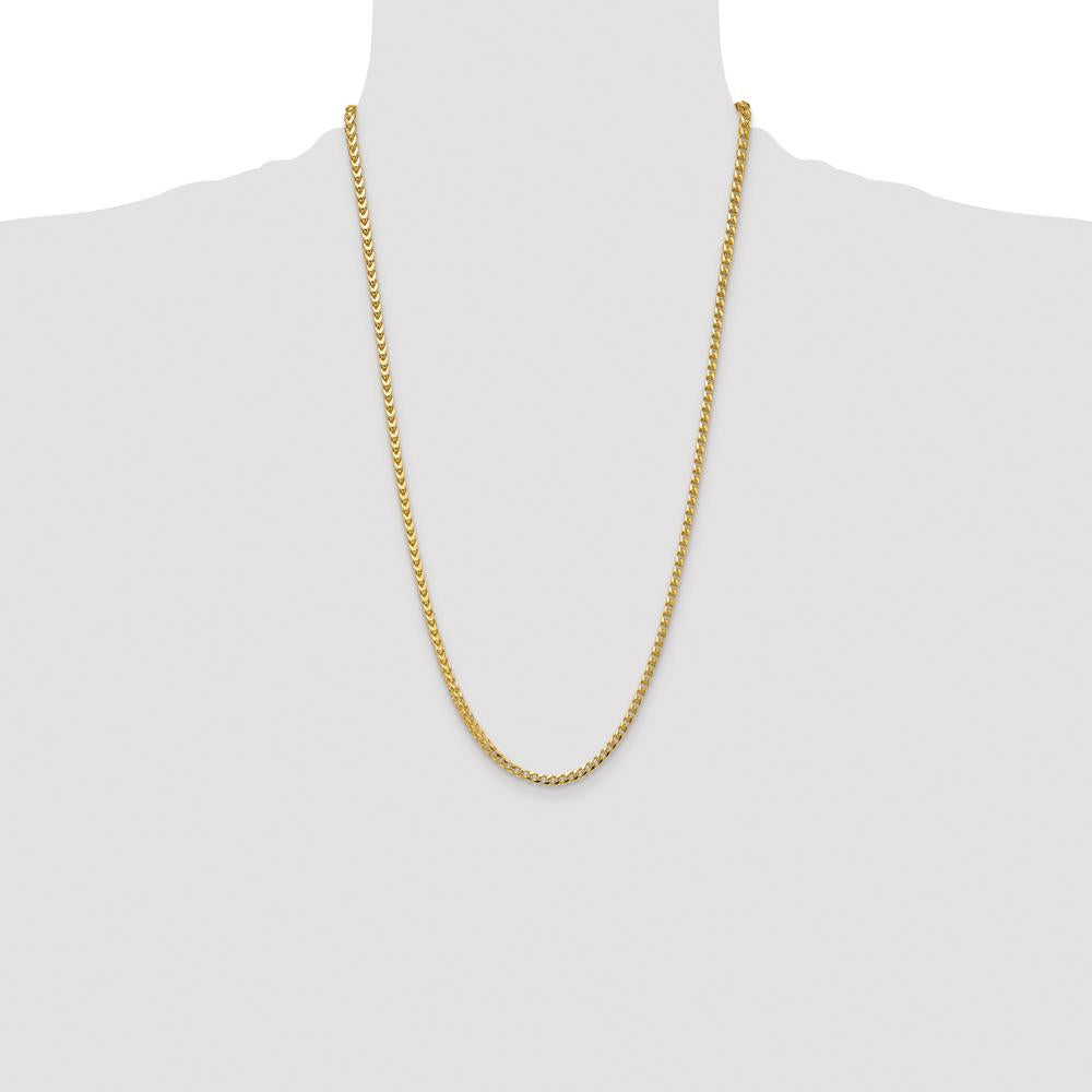 14K Yellow Gold 26" Franco Chain Necklace with Fancy Lobster Clasp by Oro Pregiato