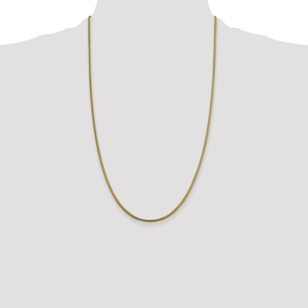 14K Yellow Gold 26-Inch 1.85mm Polished Snake Chain with Lobster Clasp by 0