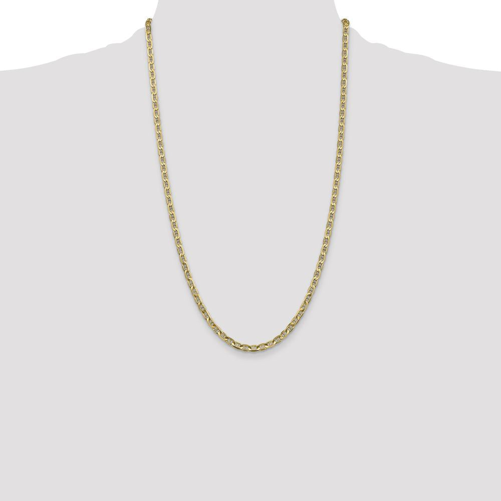 14K Yellow Gold 26-Inch Concave Anchor Chain Necklace - 3.75mm Width by Oro Pregiato