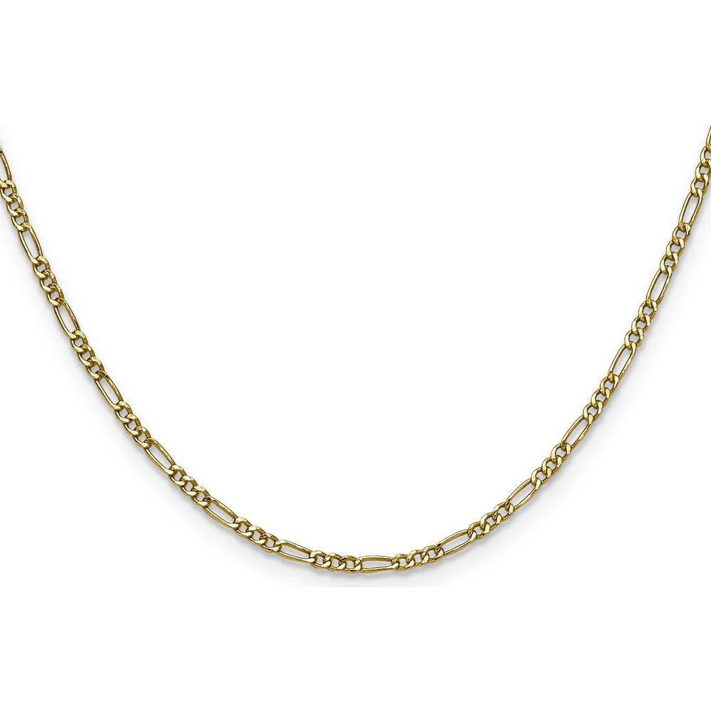 14K Yellow Gold 26-inch Figaro Chain Necklace - Polished Semi-Solid Design by Oro Pregiato