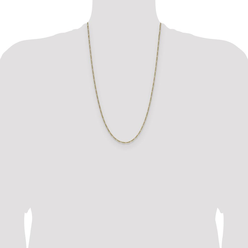 14K Yellow Gold 26-inch Figaro Chain Necklace - Polished Semi-Solid Design by Oro Pregiato
