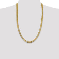 14K Yellow Gold 26-inch Open Concave Curb Chain - 7.5mm Width, Polished Finish, Lobster Clasp by Oro Pregiato