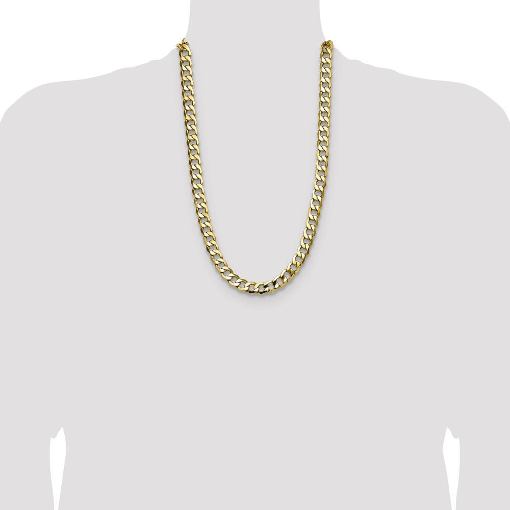 14K Yellow Gold 26-inch Polished Semi-Solid Curb Chain Necklace - 11.3mm Width by Oro Pregiato