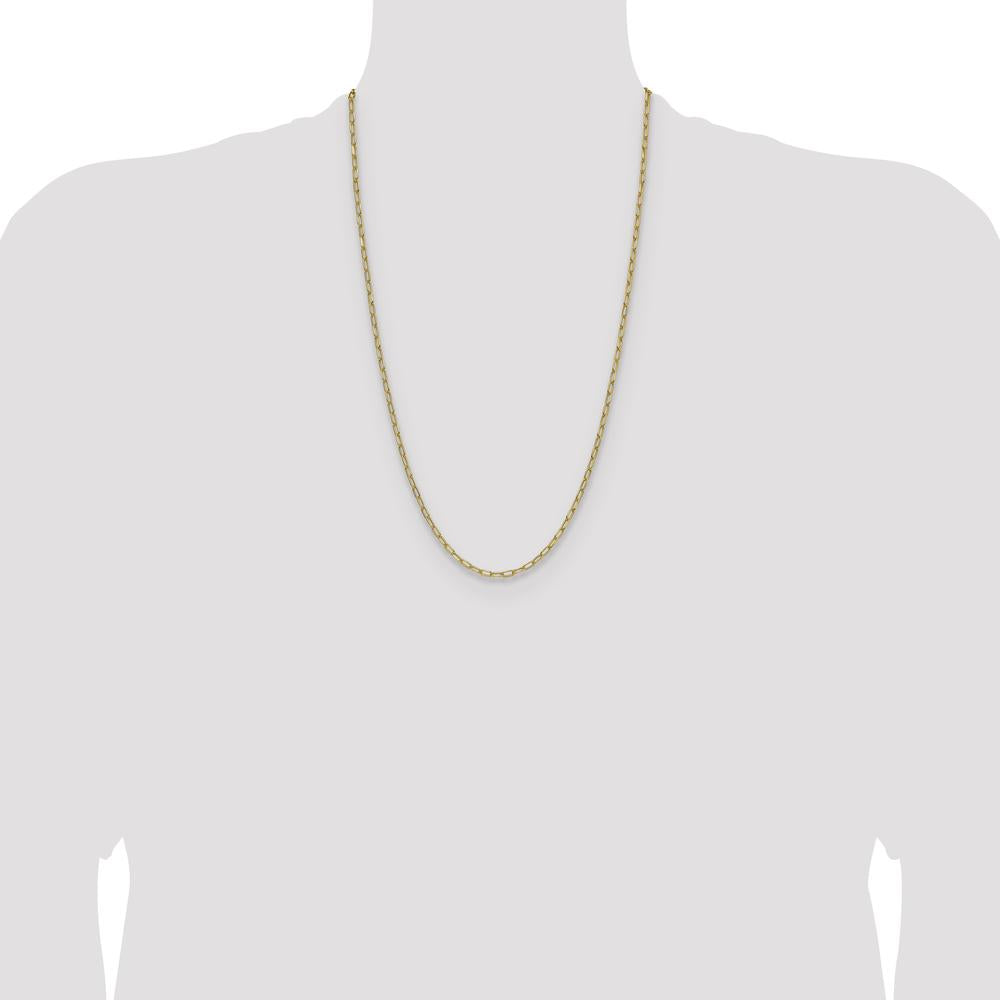 14K Yellow Gold 26-Inch Semi-Solid Beveled Paperclip Chain Necklace by Oro Pregiato