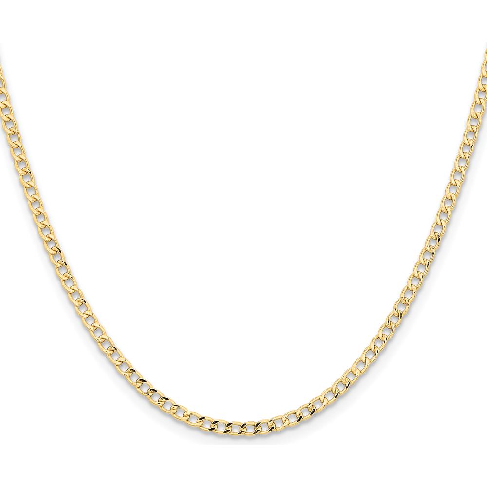 14K Yellow Gold 26-Inch Semi-Solid Curb Chain - 2.85mm Width by Oro Pregiato