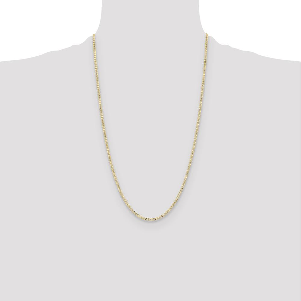 14K Yellow Gold 26-Inch Semi-Solid Curb Chain - 2.85mm Width by Oro Pregiato