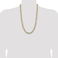 14K Yellow Gold 26-Inch Semi-Solid Figaro Chain Necklace - 9.4mm Width by Oro Pregiato