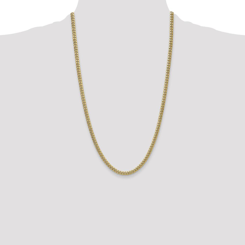 14K Yellow Gold 26-inch Semi-Solid Miami Cuban Chain Necklace - 4.5mm by Oro Pregiato