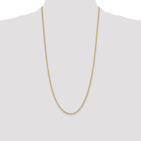 14K Yellow Gold 26-Inch Semi-Solid Rope Chain Necklace - 2.5mm Width by Oro Pregiato