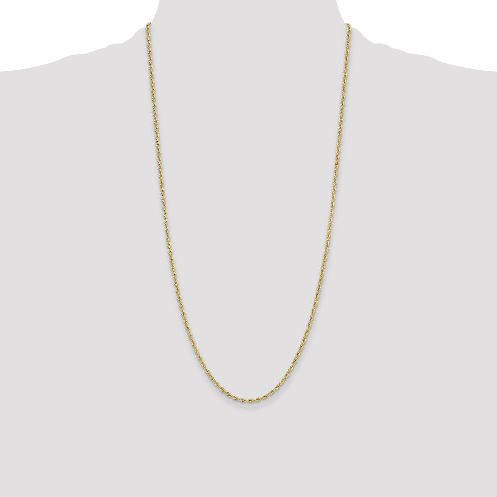 14K Yellow Gold 26-Inch Semi-Solid Rope Chain Necklace - 2.5mm Width by Oro Pregiato