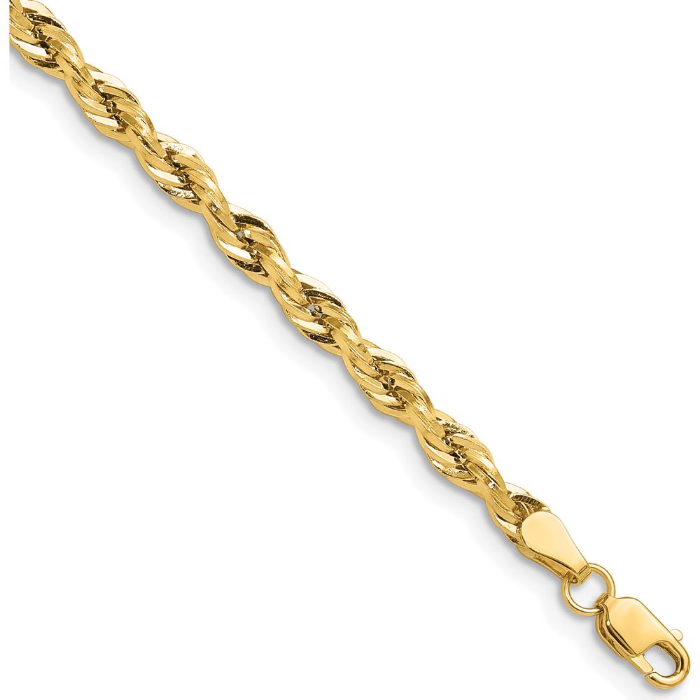 14K Yellow Gold 26-Inch Semi-Solid Rope Chain Necklace - 3.5mm Width by Oro Pregiato