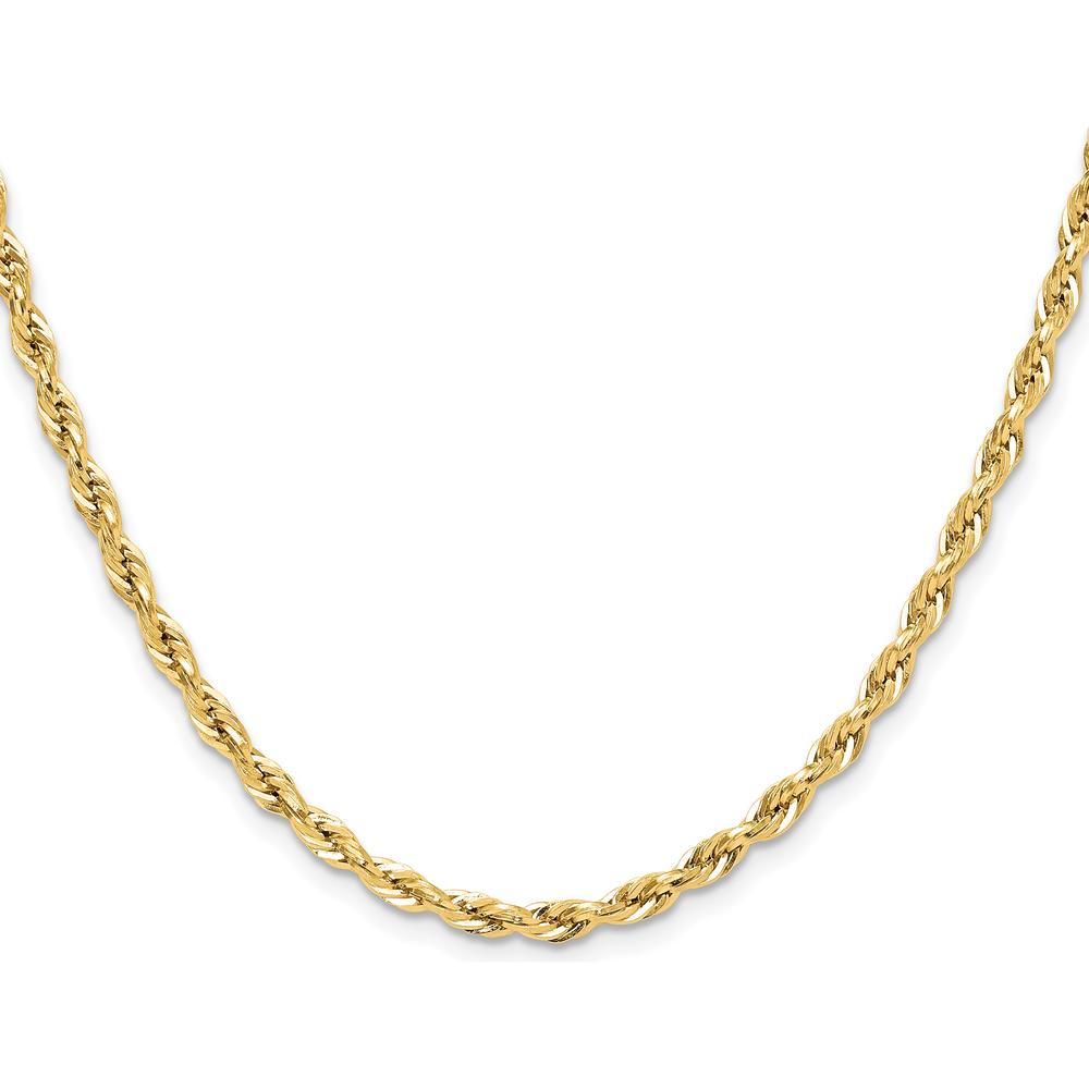 14K Yellow Gold 26-Inch Semi-Solid Rope Chain Necklace - 3.5mm Width by Oro Pregiato