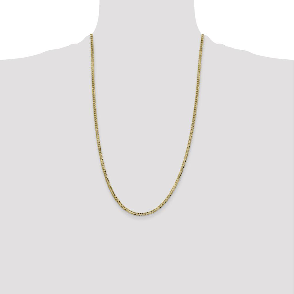 14K Yellow Gold 26" Lightweight Flat Cuban Chain - 3.1mm Width by Oro Pregiato