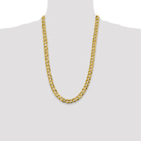 14K Yellow Gold 26" Lightweight Flat Cuban Chain Necklace - 9.4mm Width by Oro Pregiato