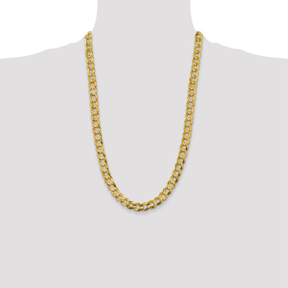 14K Yellow Gold 26" Lightweight Flat Cuban Chain Necklace - 9.4mm Width by Oro Pregiato